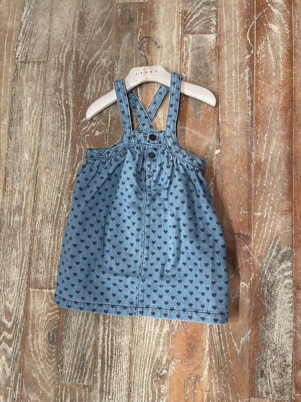 Piupiuchick Washed Blue Denim w/ Hearts Dress