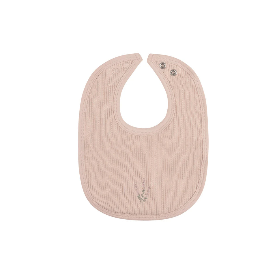 Ely’s & Co. Pink Heather Embroidered Bib