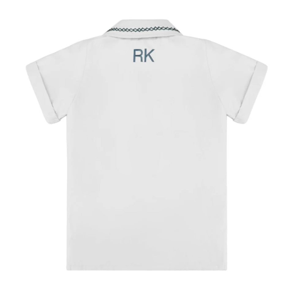 Retrokid White/Blue Collar Shirt with Trim