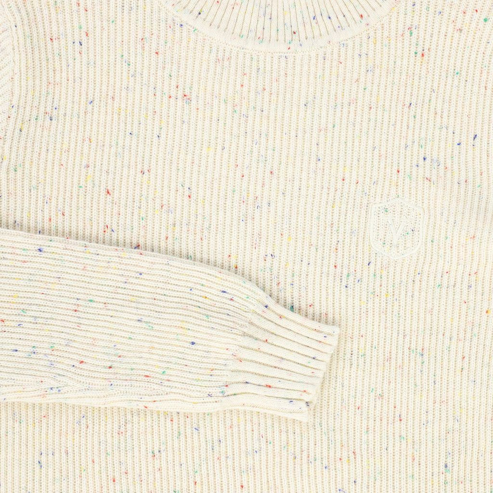Valentina Ivory Melange Ribbed Mock Neck Sweater