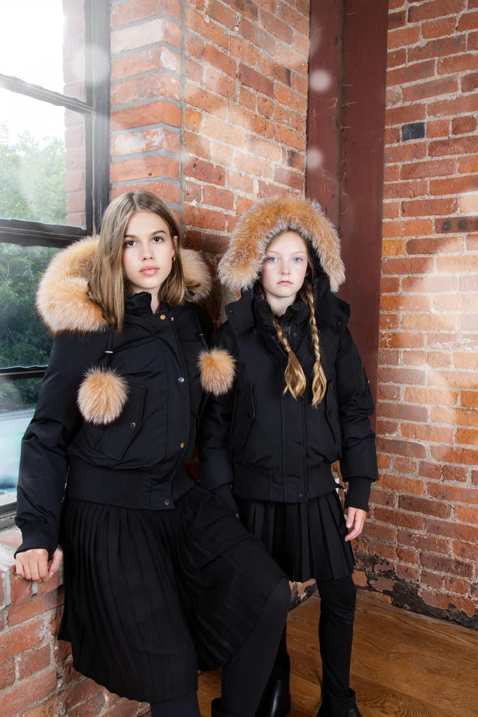 Ellabee Layla Black/Gold Canvas Pom Pom Bomber