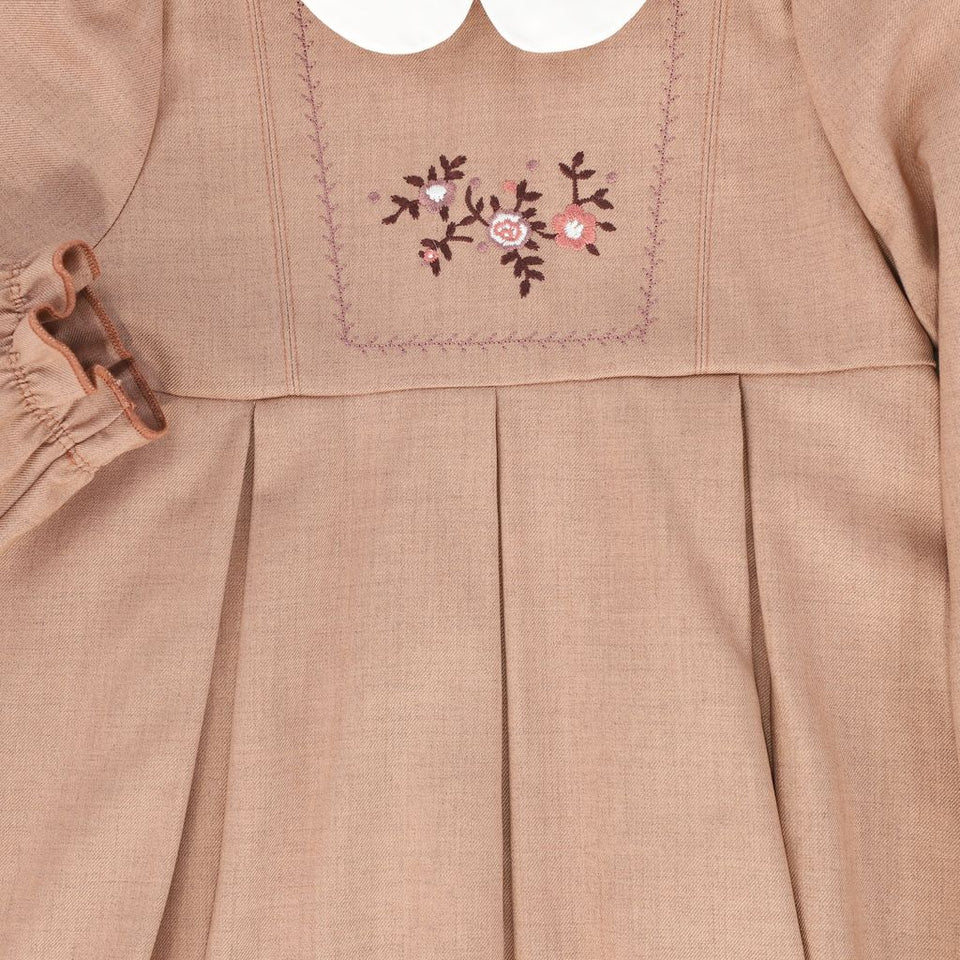 Bamboo Pink Wool Embroidered Dress