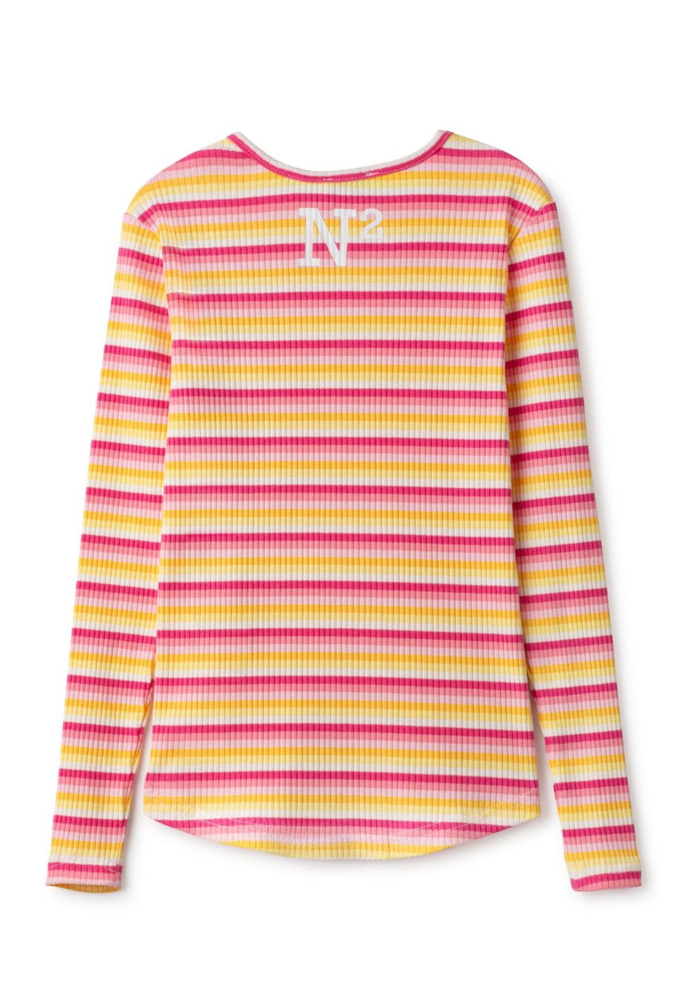 Noname Pink/Orange Striped Ribbed Bolt Tee