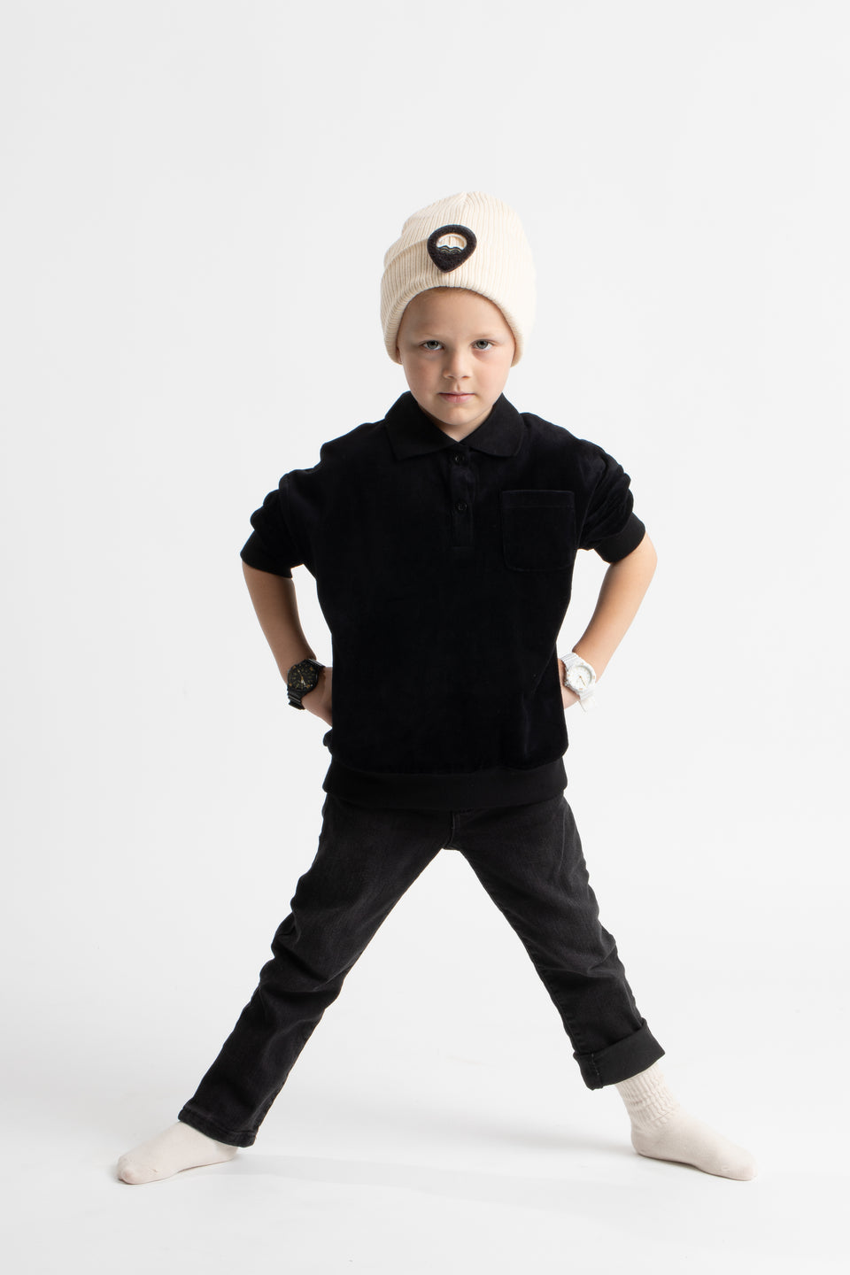Birnham on the Sea Black Boys Polo Sweatshirt
