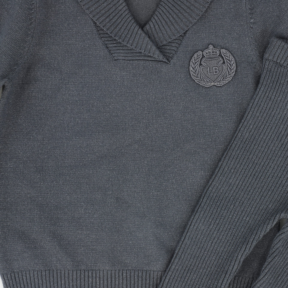 Le Bourdon Grey Wrap Neck Sweater Set