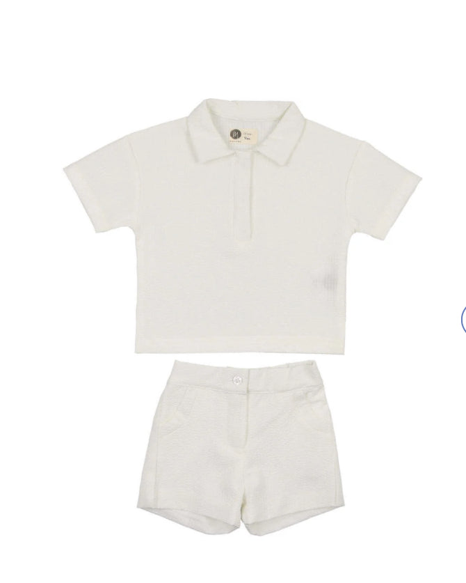Maniere White Seersucker Boys 2pc Set