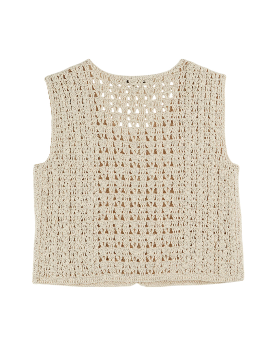 Emile & Ida Ecru Crochet Vest size down