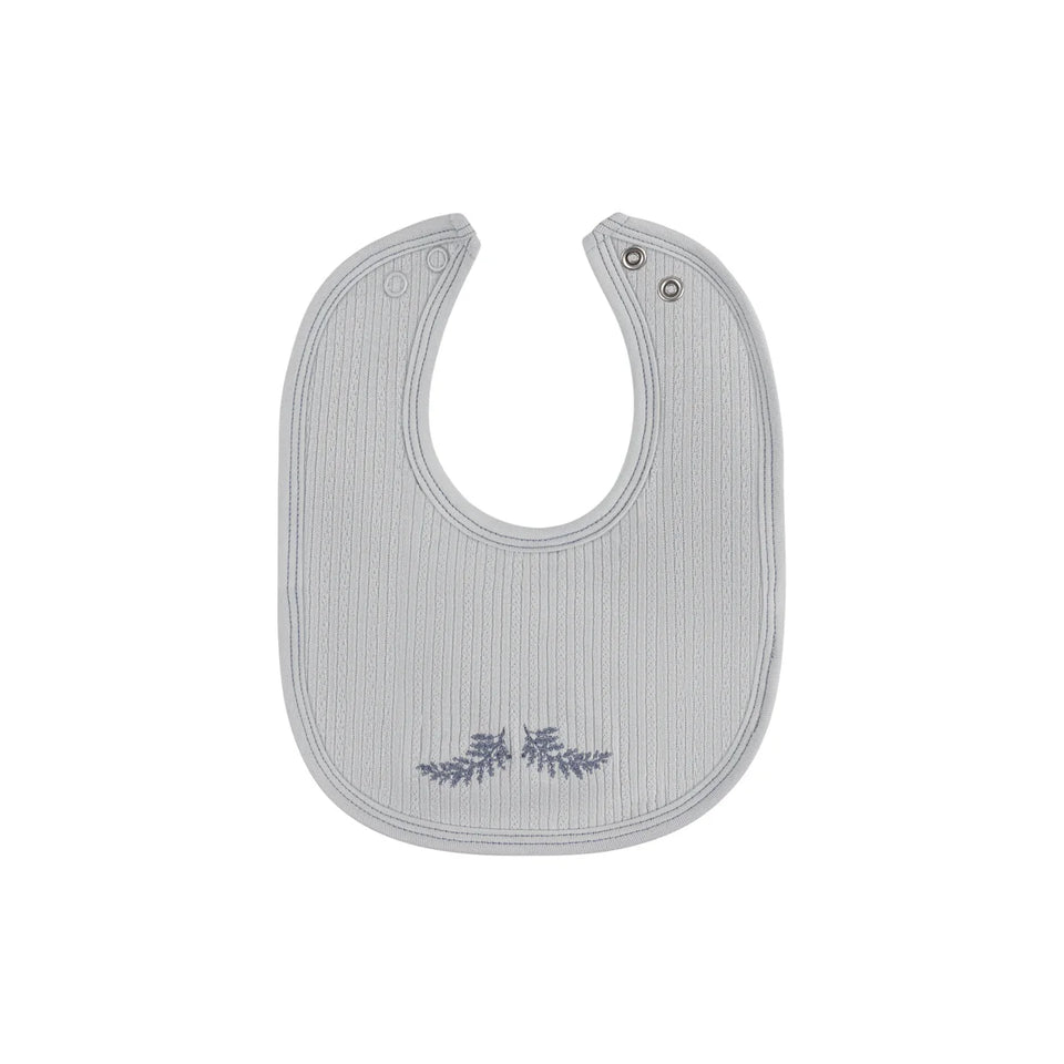 Ely’s & Co. Blue Leaf Embroidered Bib