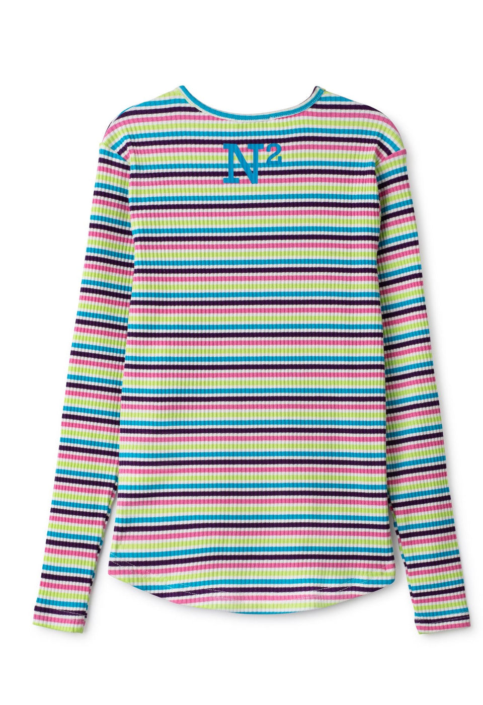 Noname Multicolor Striped Ribbed Heart Tee