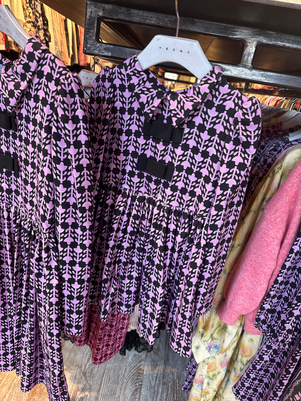 Gentile Catone Clio Abstract Garden Black/Pink Dress- Size Up Runs Narrow