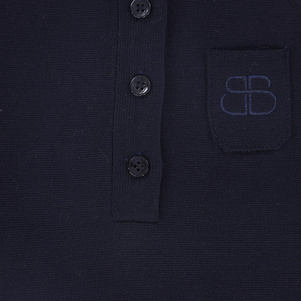 Bamboo Navy Button Knit Overall