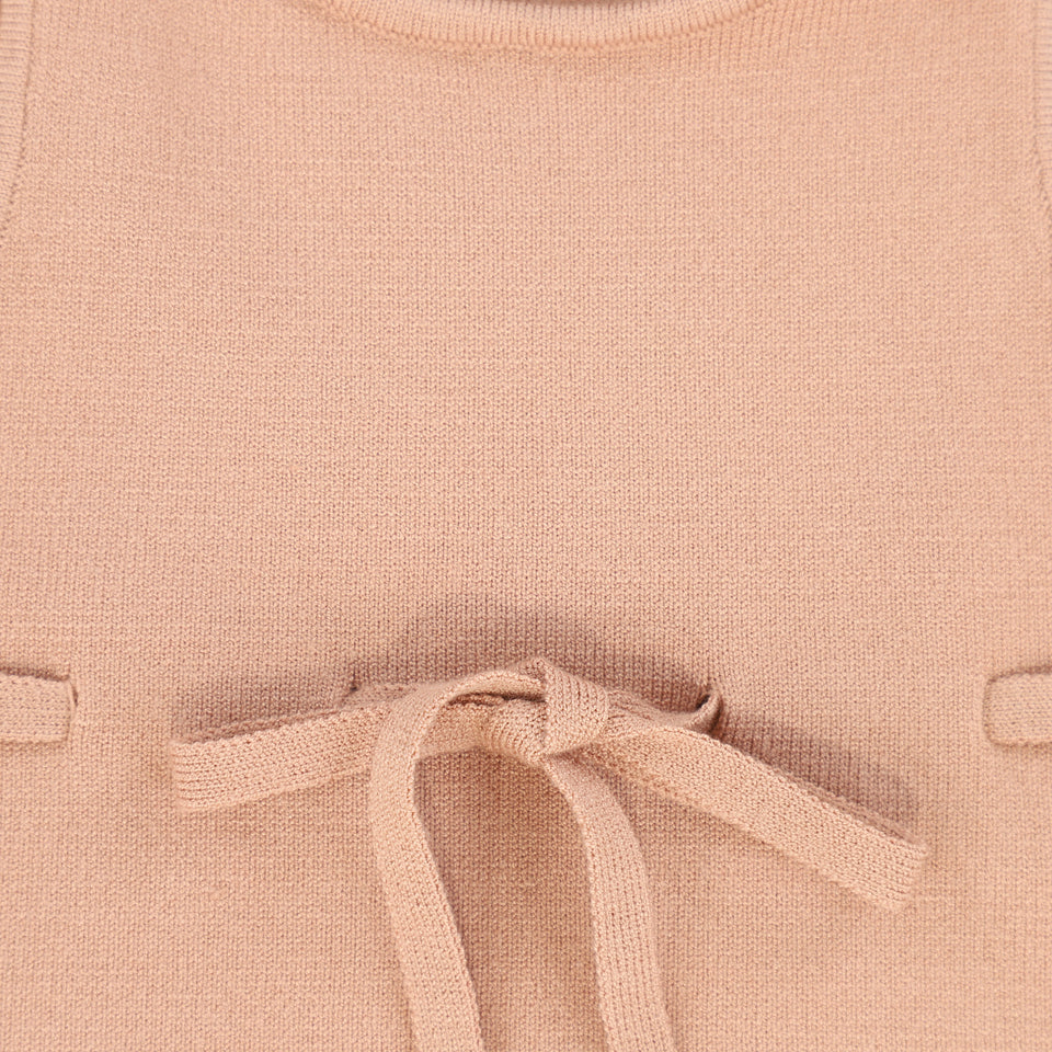 Bamboo Pink Bow Knit Overalls