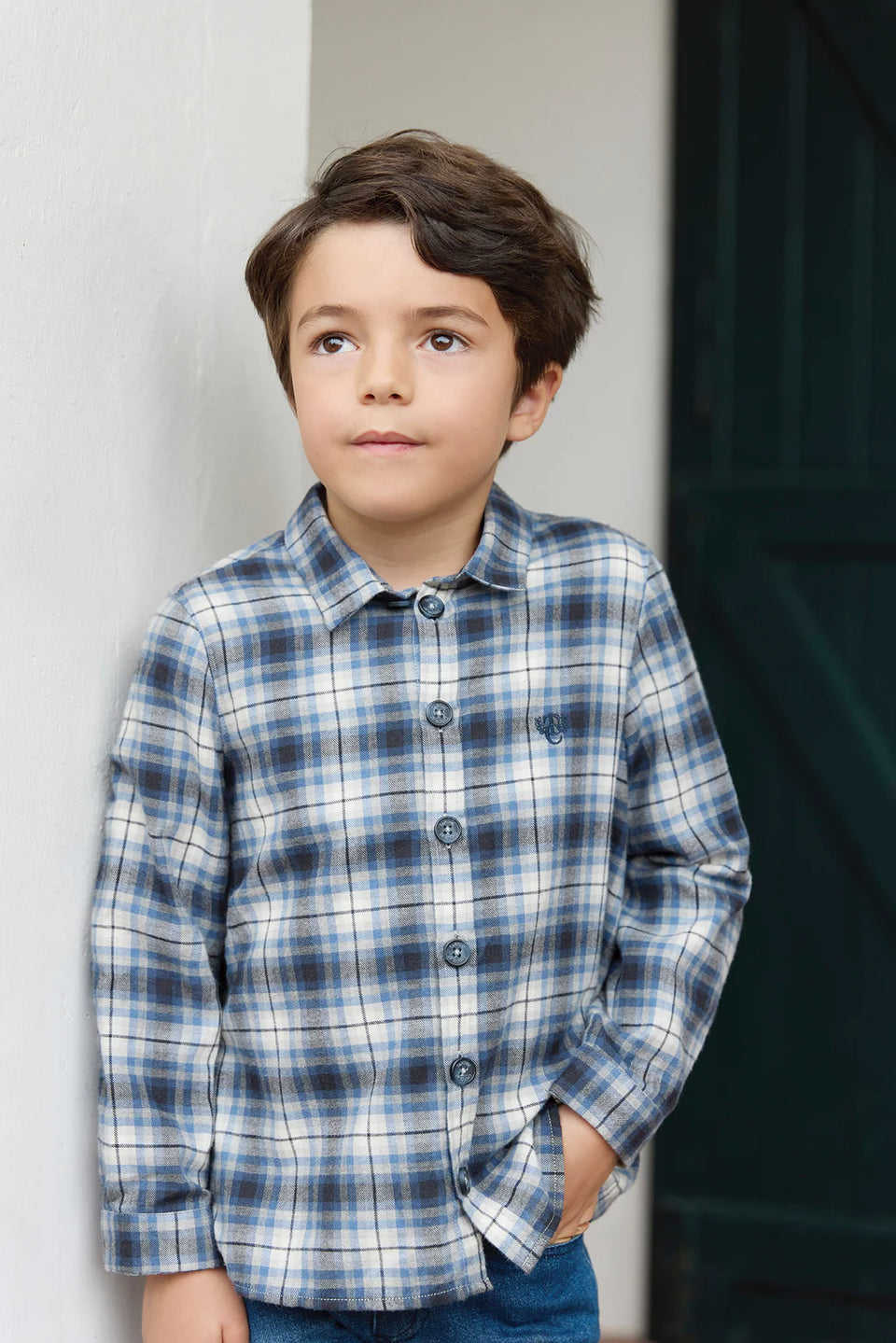 Tartine Bleu Grey Plaid Shirt