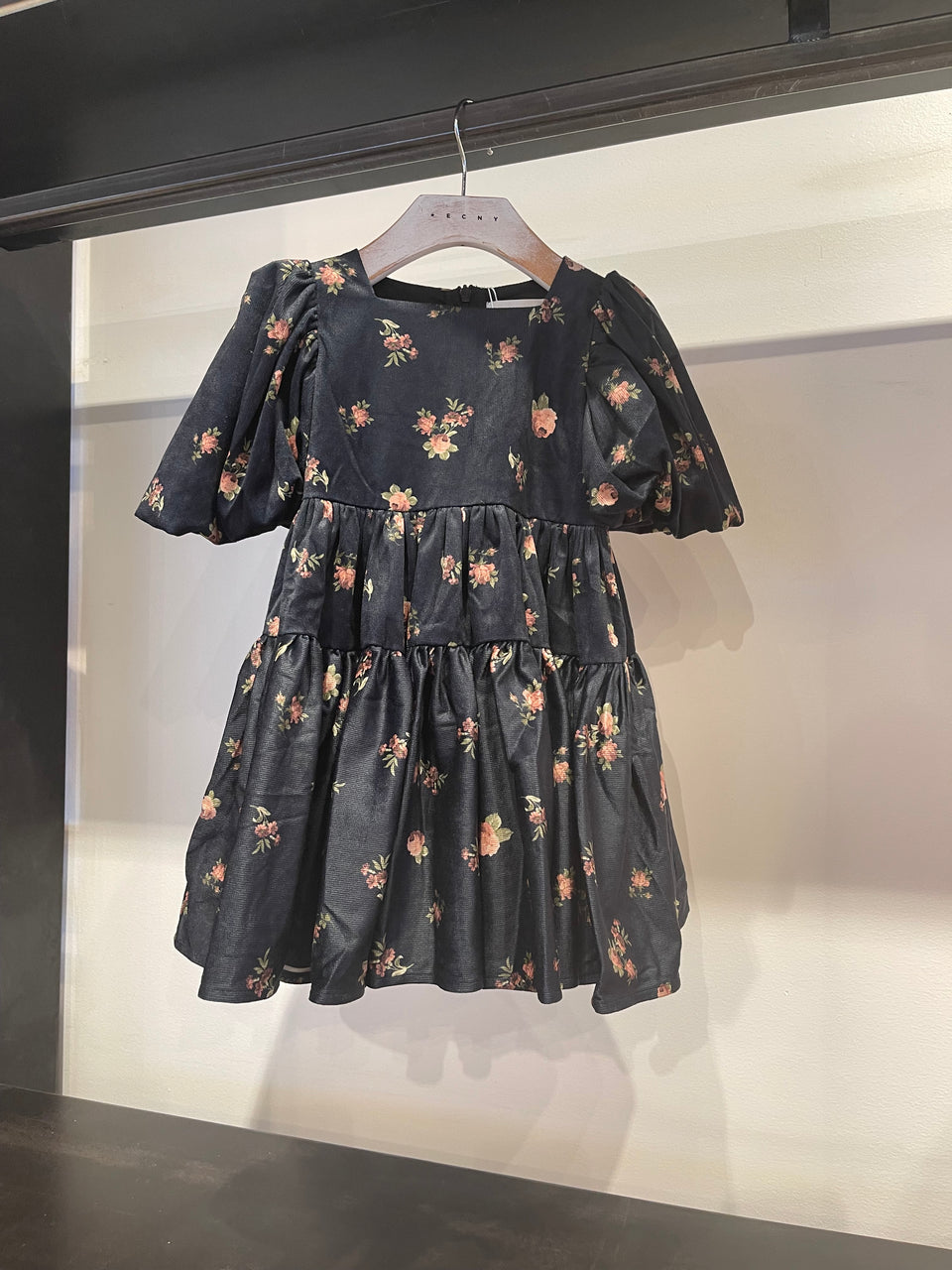 Petite Amalie Rosebud Print Poplin Velvet Cord Dress