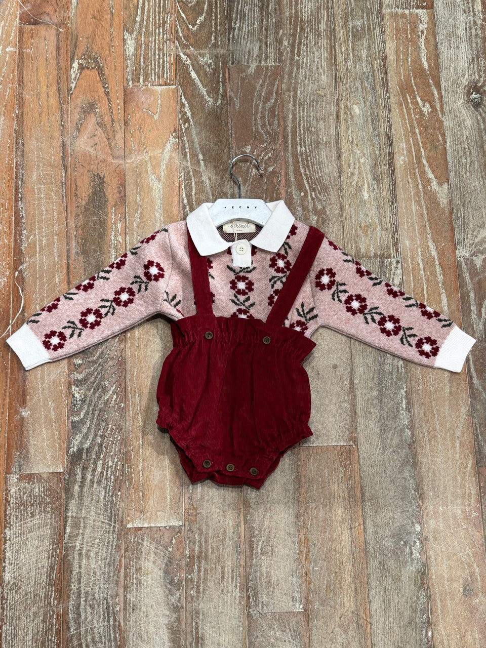 Birinit Petit Rosenda Sweater w/ Burgundy Overall