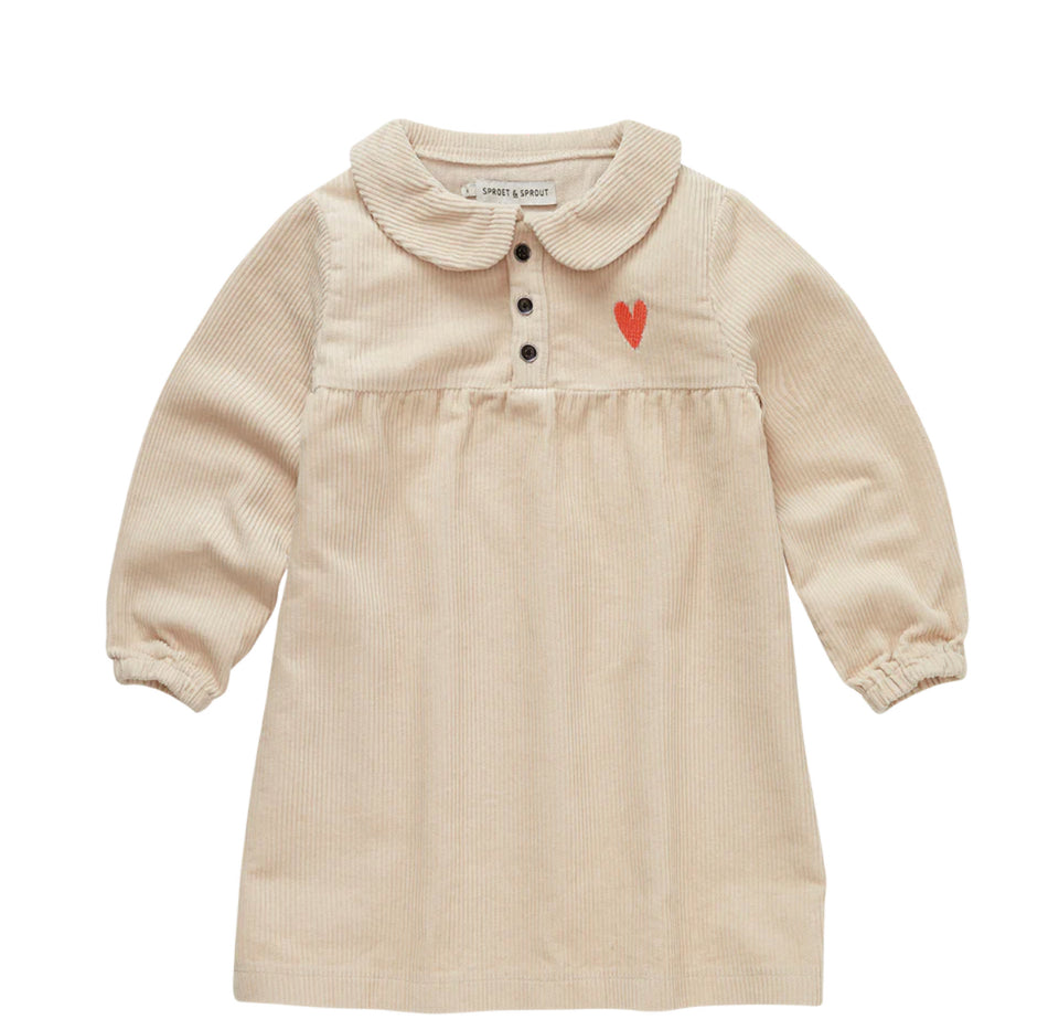Sprout & Sprout Beige Heart Corduroy Dress