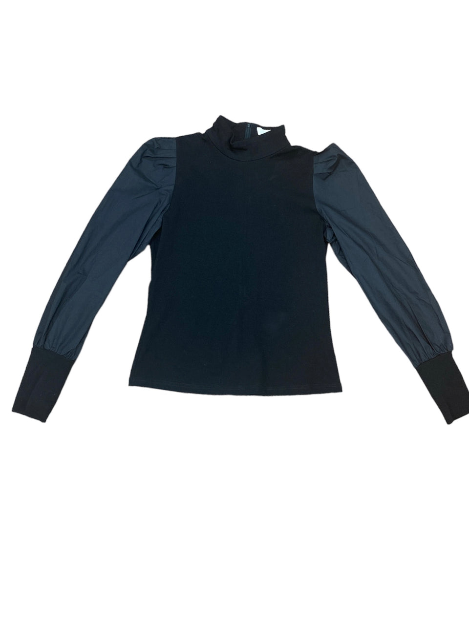 Chicas Paris Black Turtleneck Puff Sleeve Top