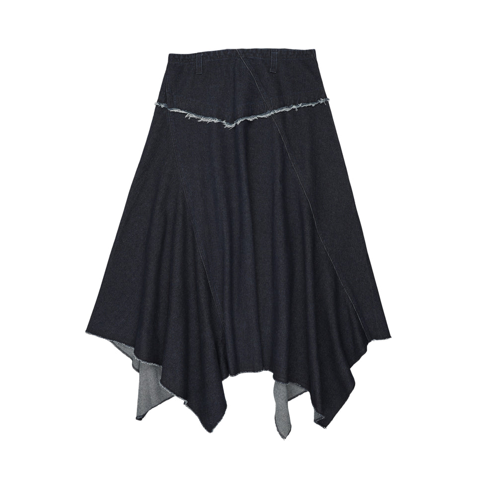 Urban Edge Navy Denim Uneven Skirt