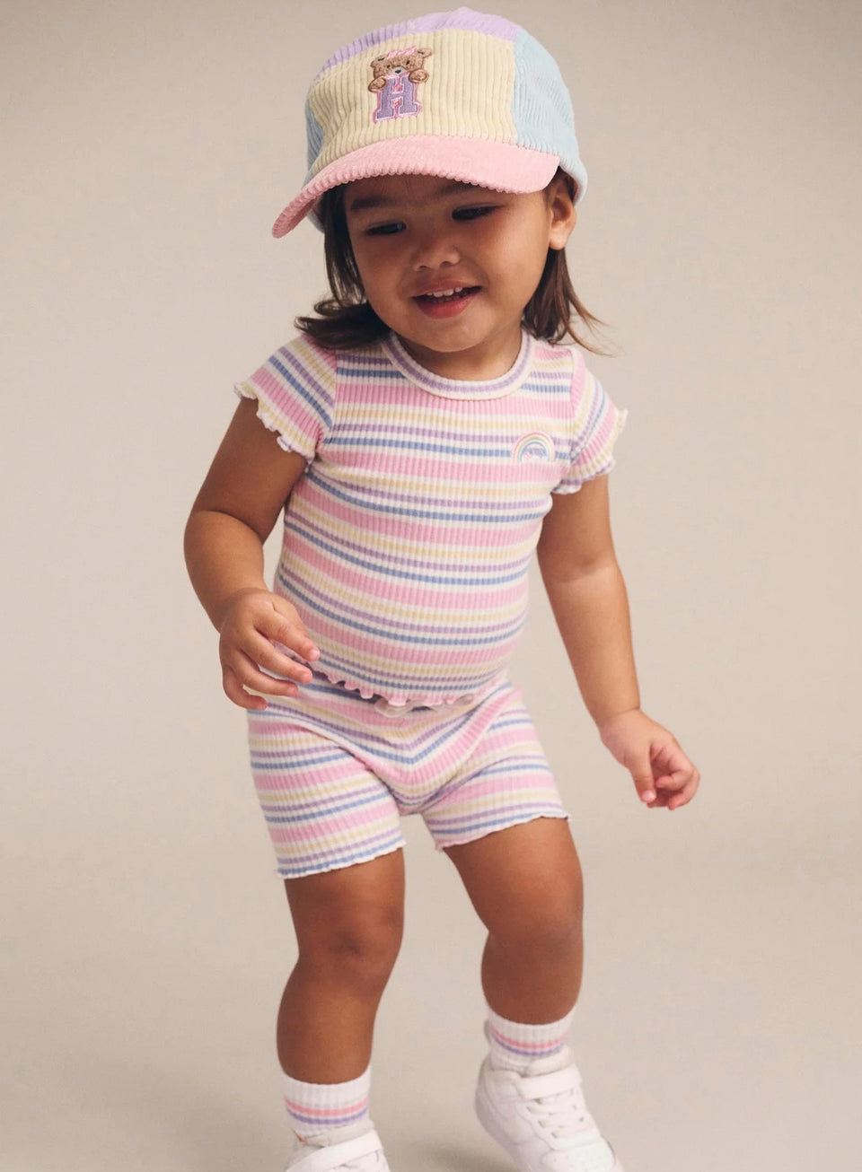 Hux Rainbow Stripe Tshirt w/ Short Set