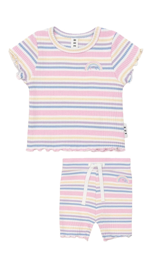 Hux Rainbow Stripe Tshirt w/ Short Set