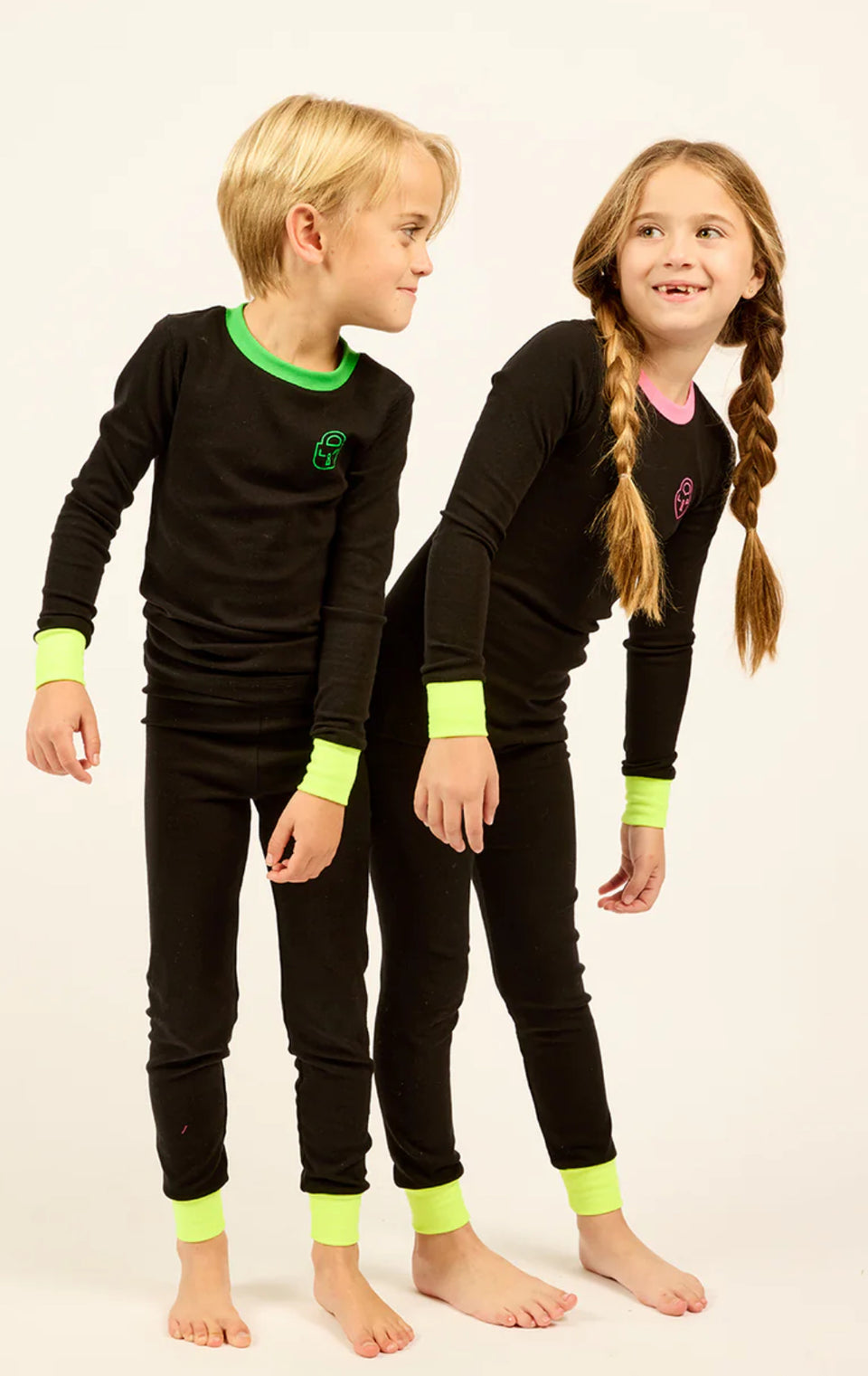Little Parni Green/Black Heartlock Neon Cuff Pajamas