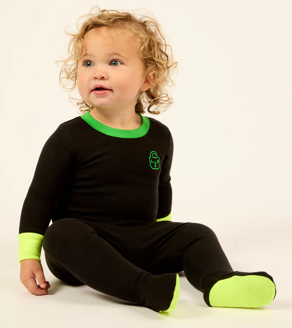 Little Parni Green/Black Heartlock Neon Cuff Stretchy