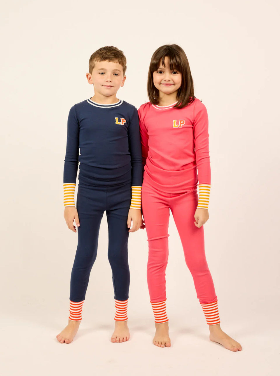 Little Parni Navy Varsity Colorblock Pajamas
