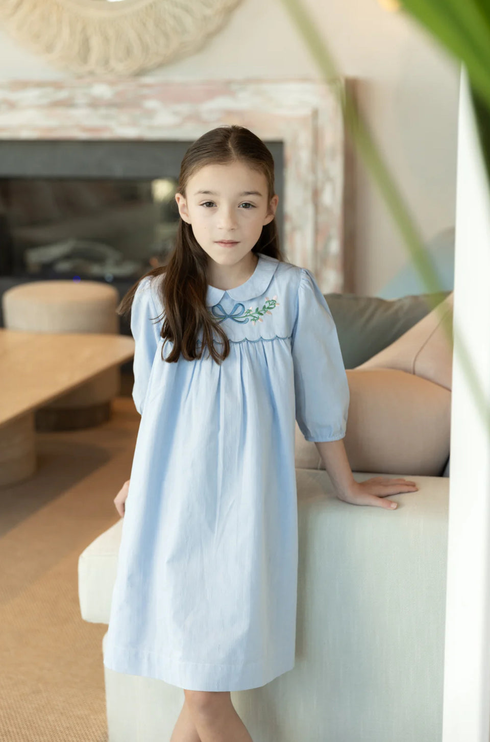 Nou Nelle Scallop Embroidered Blue Dress