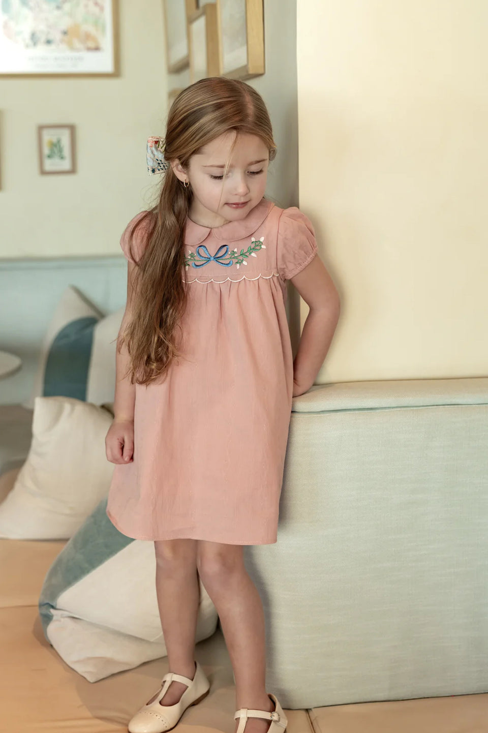 Nou Nelle Scallop Embroidered Pink Dress
