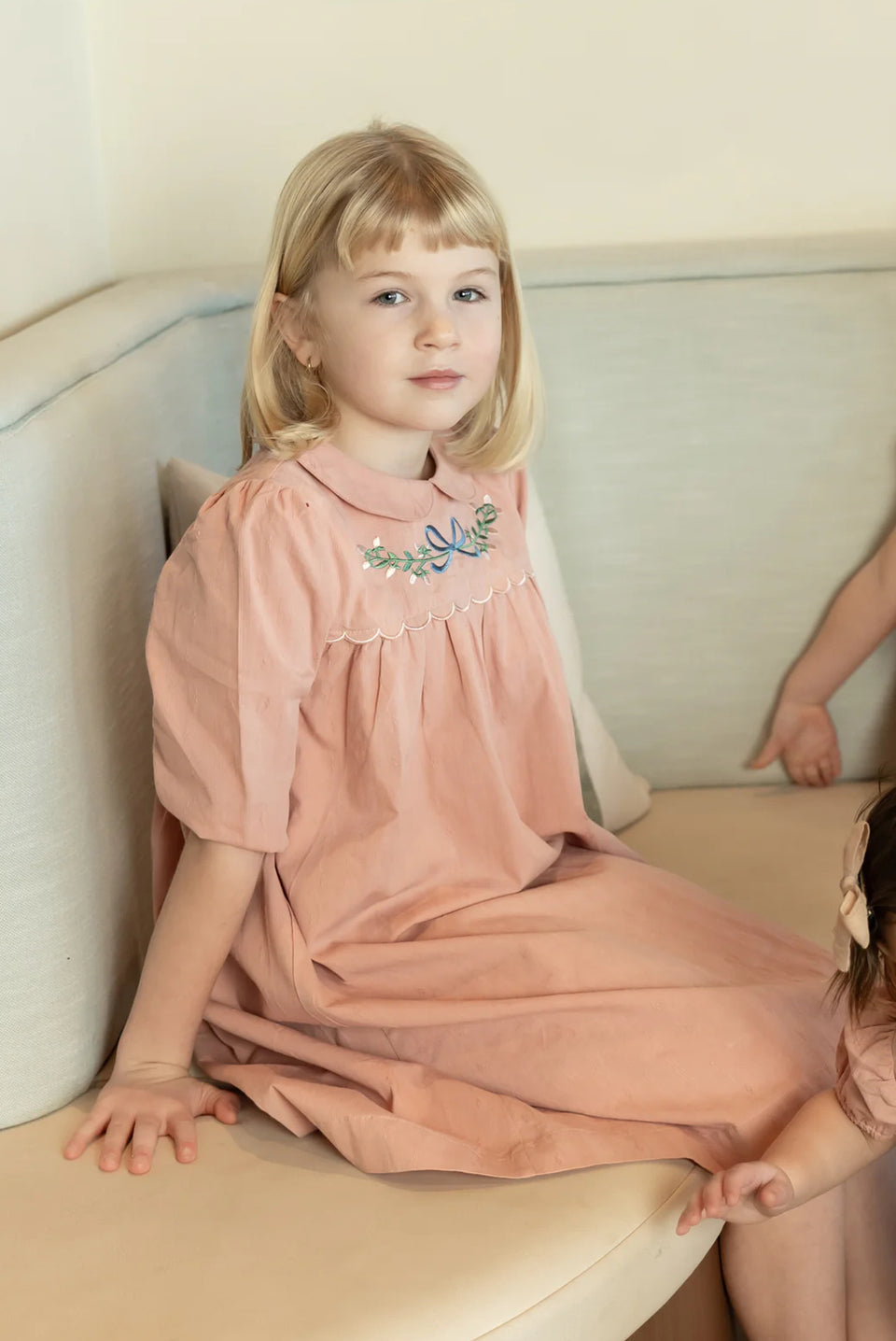 Nou Nelle Scallop Embroidered Pink Dress