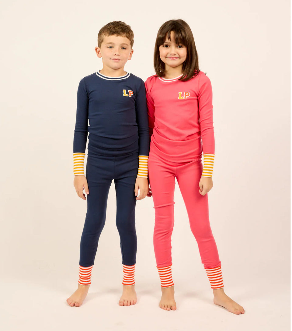 Little Parni Pink Varsity Colorblock Pajamas