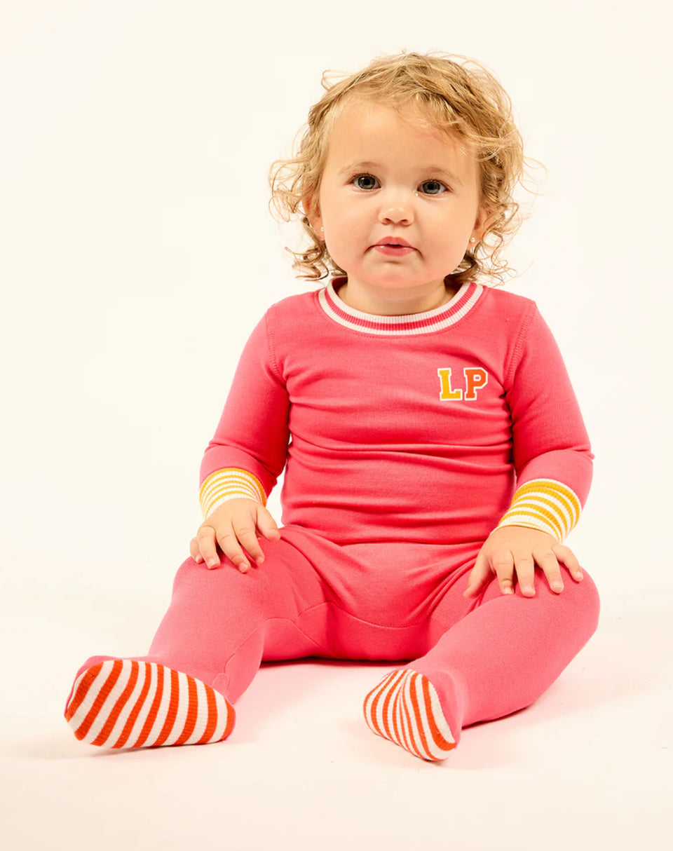 Little Parni Pink Varsity Colorblock Stretchy