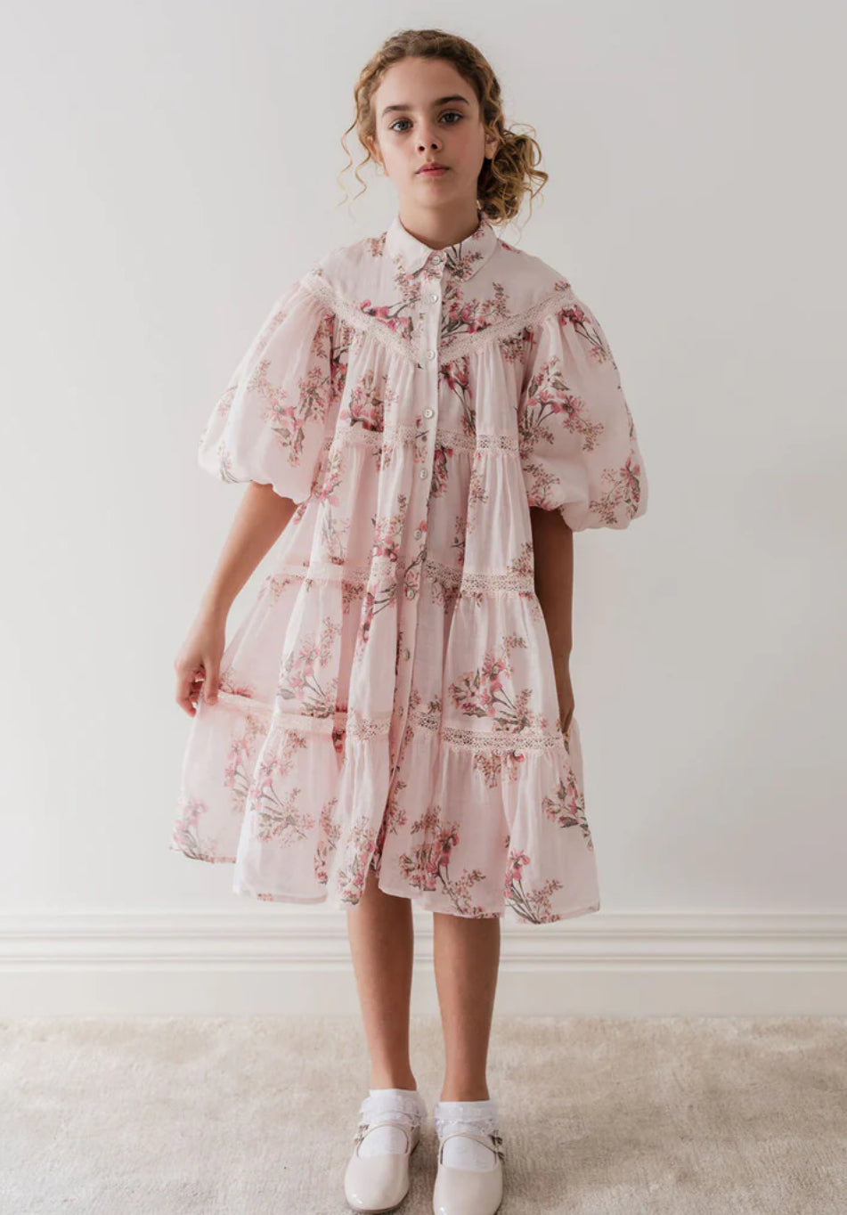 Petite Amalie Blush Orchid Linen Shirt Dress