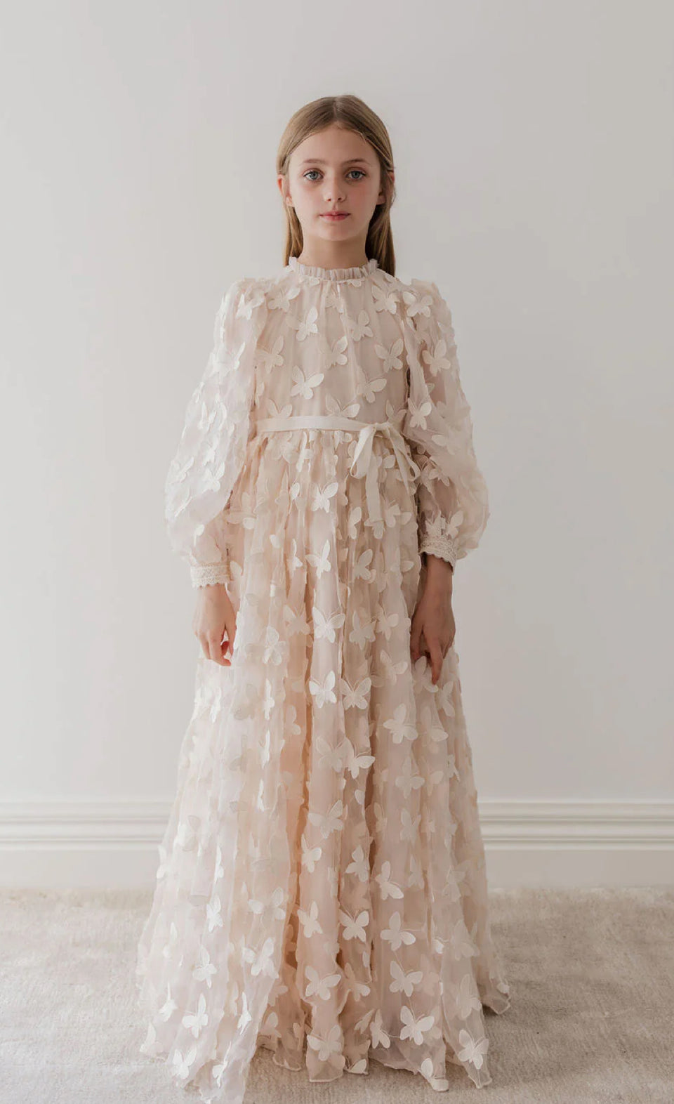 Petite Amalie Vanilla Butterfly Tulle Gown