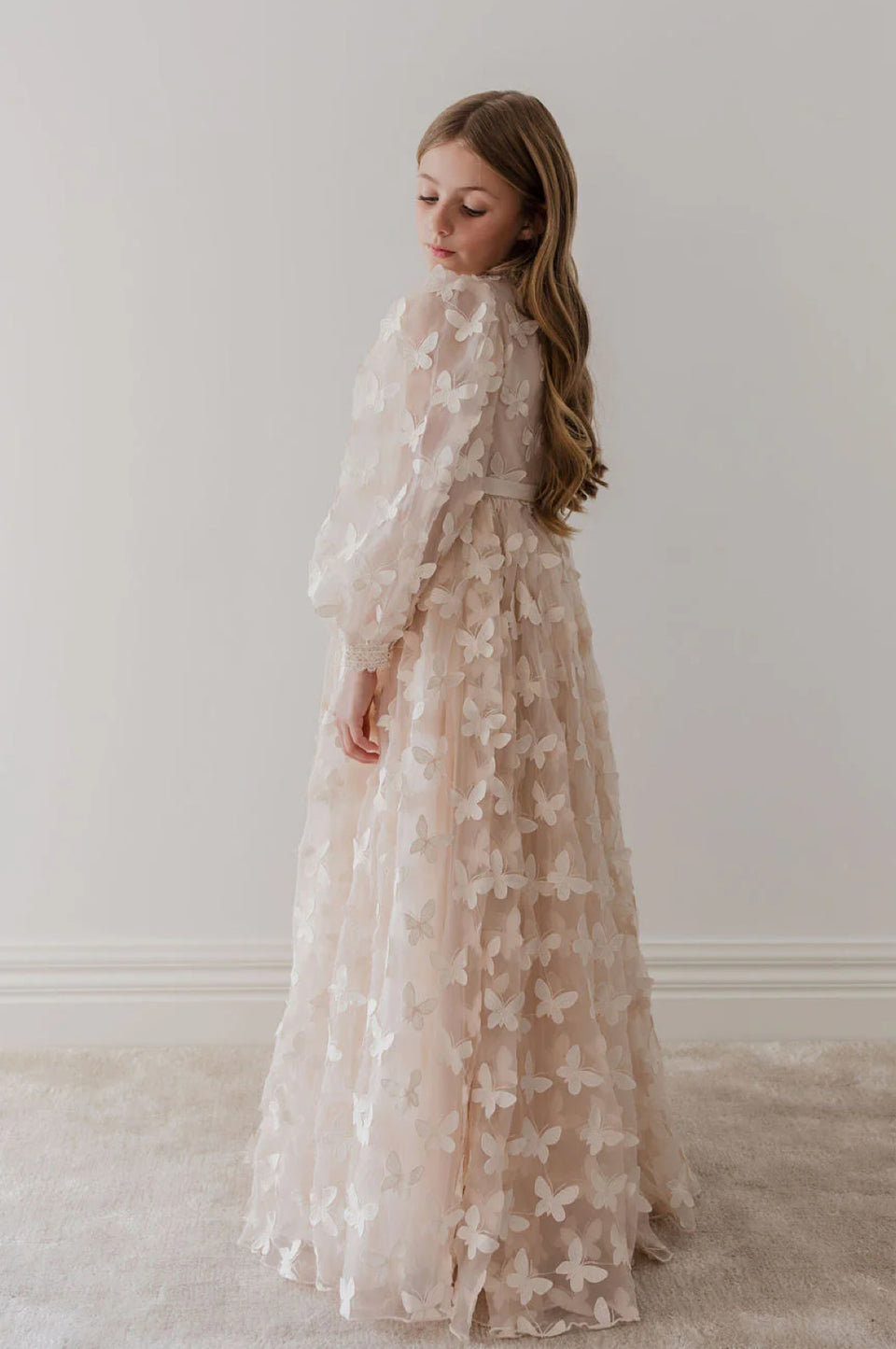 Petite Amalie Vanilla Butterfly Tulle Gown