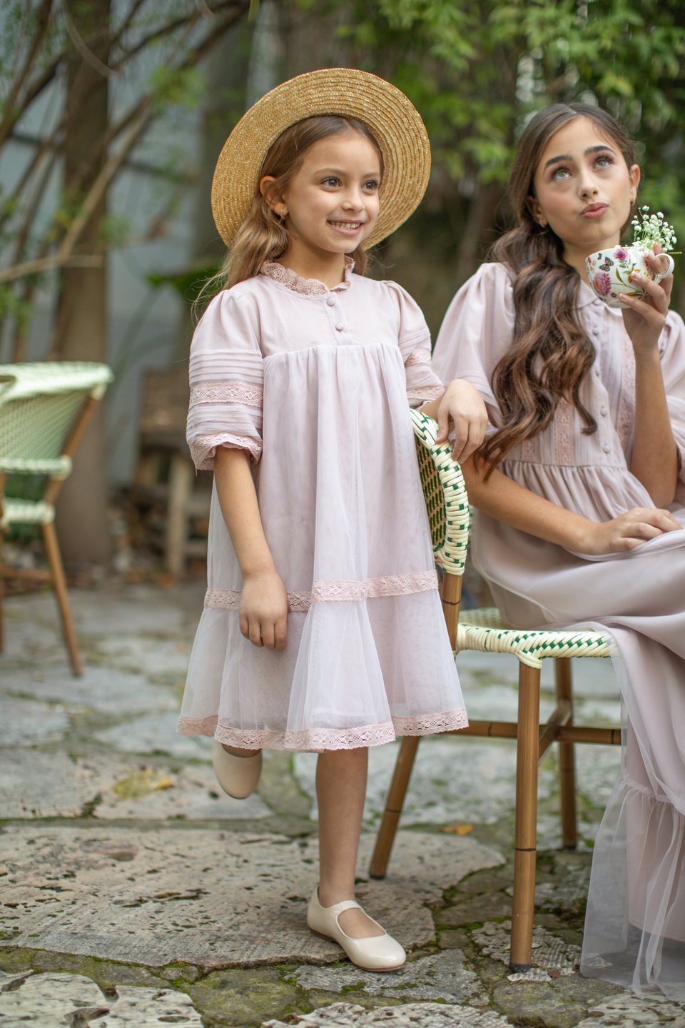 Soiree Mauve Tulle Dress- 3/4 Sleeves