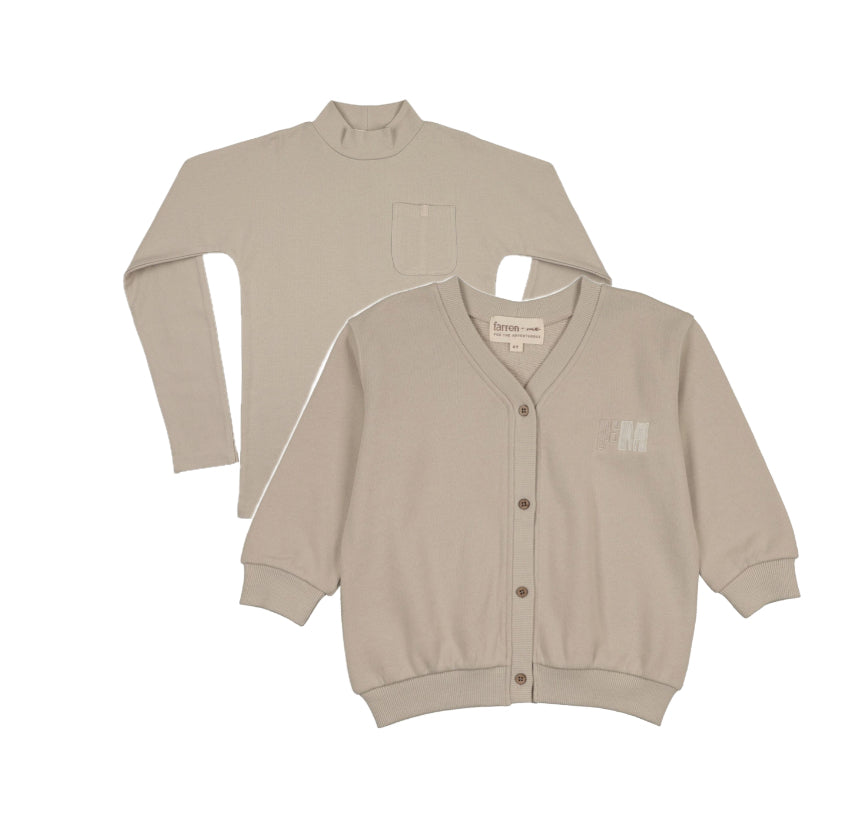 Farren + Me Natrual Dolman Turtleneck/Cardigan Set