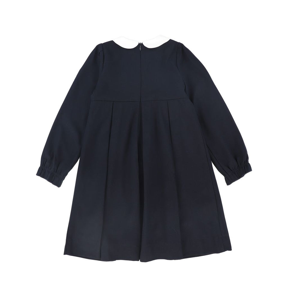 Bamboo Navy Wool Embroidered Dress