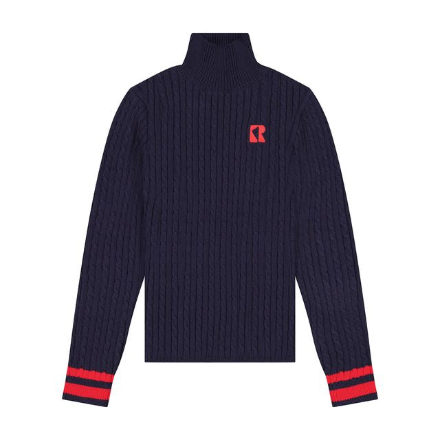 Retrokid Aspen Navy Cable Knit Turtleneck Sweater