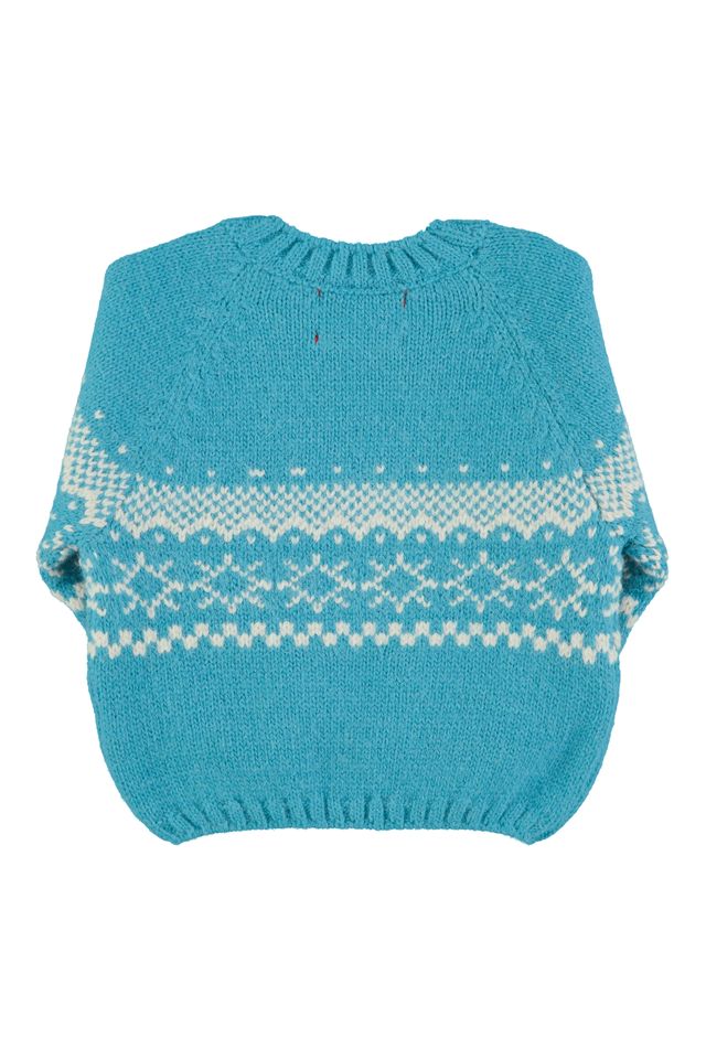 Piupiuchick Turquoise Jacquard Sweater must size up. Runs very small