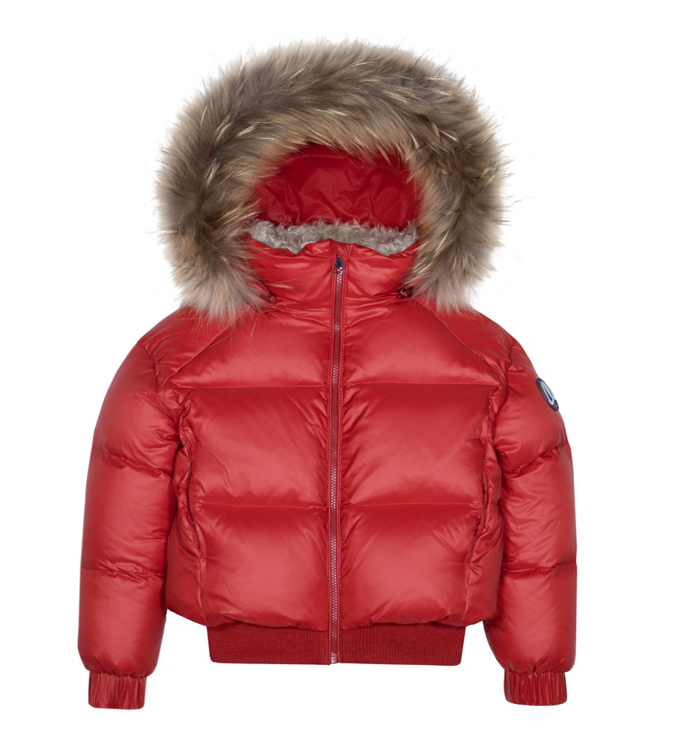 Ellabee Red Girls Shearling Collar Bomber