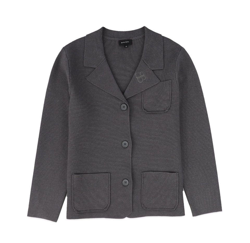 Bamboo Charcoal Pocket Emblem Knit Blazer
