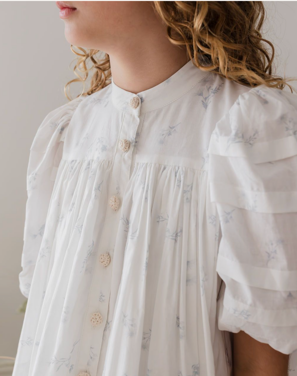 Steph Blue Ditsy Print Voile Dress