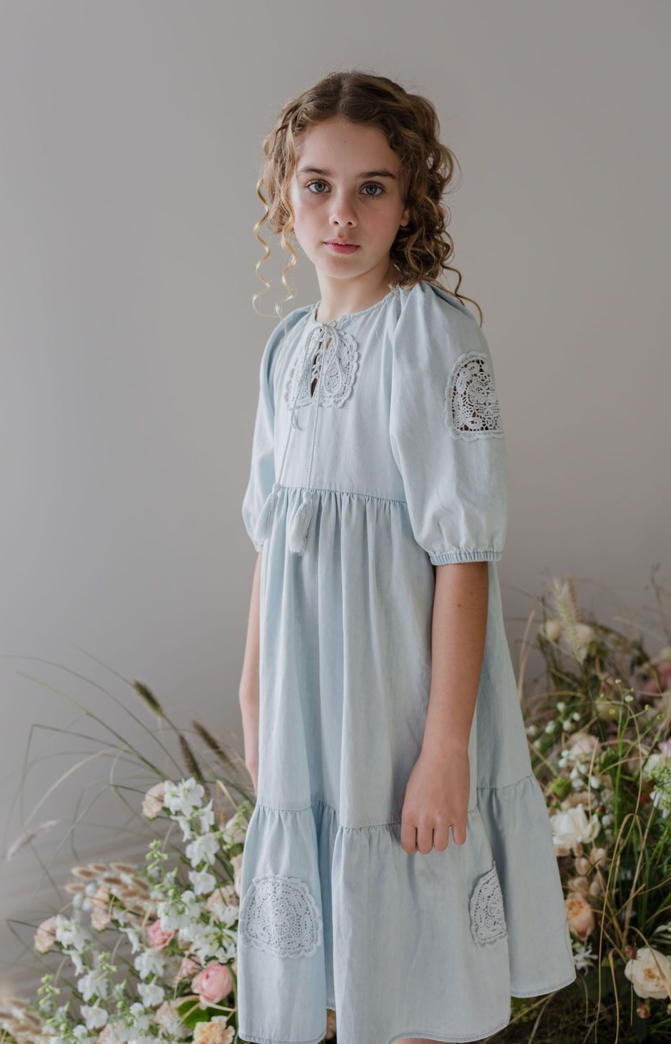 Steph Crochet Doily Chambray Dress
