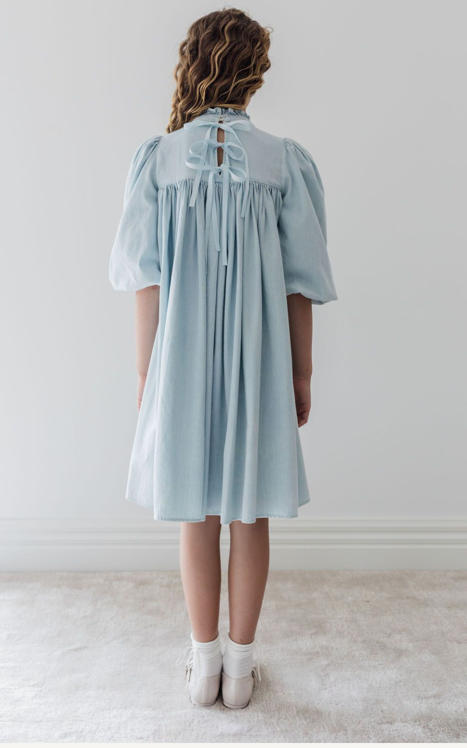 Steph Ribbon Trim Chambray Dress