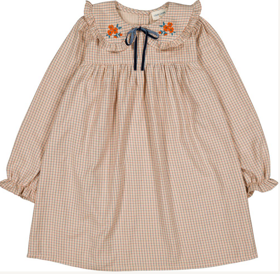 Louis Louise Beige Twill Check Benjamine Dress