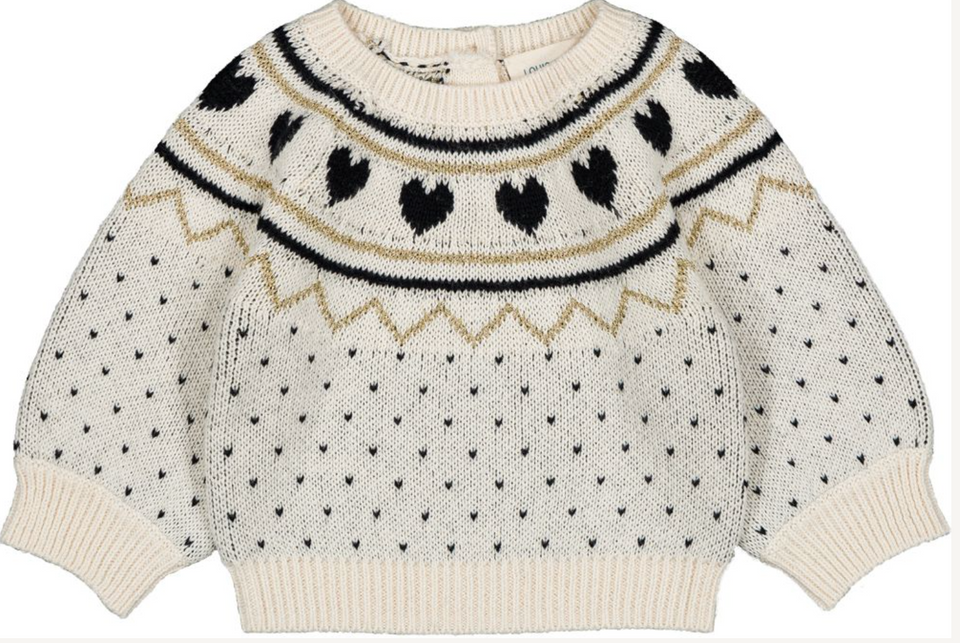 Louis Louise Cream Heart Sweater w/ Black Legging Set