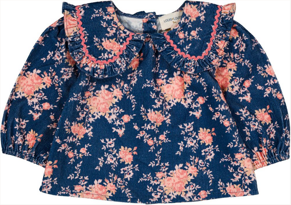 Louis Louise Navy Corduroy Bouquet Tunic w/Bloomer Set