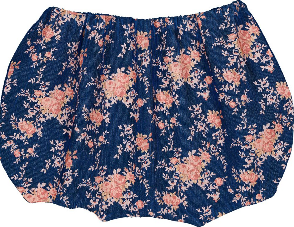 Louis Louise Navy Corduroy Bouquet Tunic w/Bloomer Set
