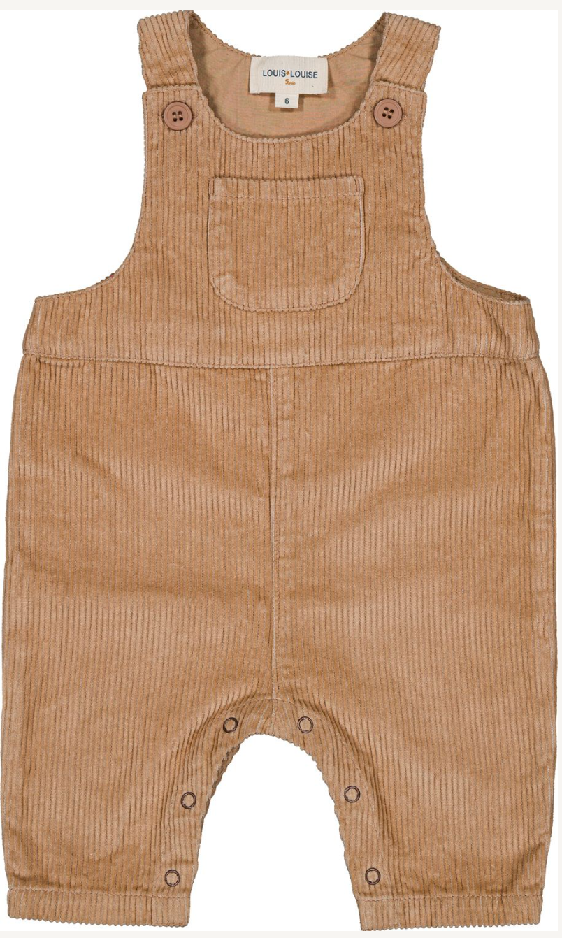 Louis Louise Beige Check Shirt w/ Corduroy Overall Set